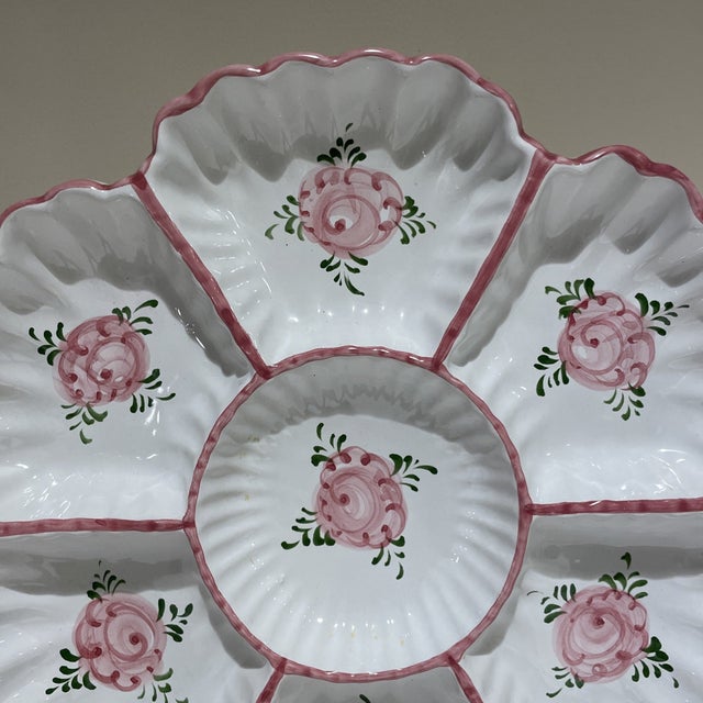 1990s Vintage Mid-Century Modern Hand Painted Vestal Portugal Serving Dish Tray For Sale - Image 5 of 5