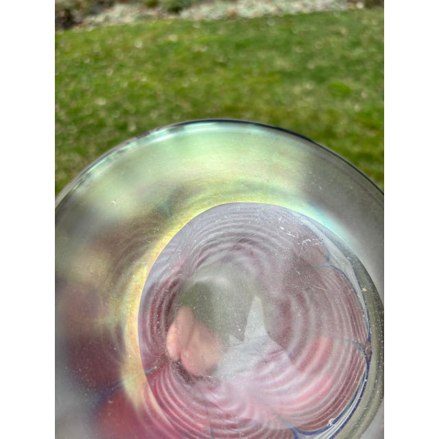 1980s Stuart Abelman 1986 Signed Iridescent Art Glass Vase V152-212-1986 For Sale - Image 5 of 7