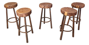 Vintage Tree Trunk Bar Stools, 1970s, Set of 5