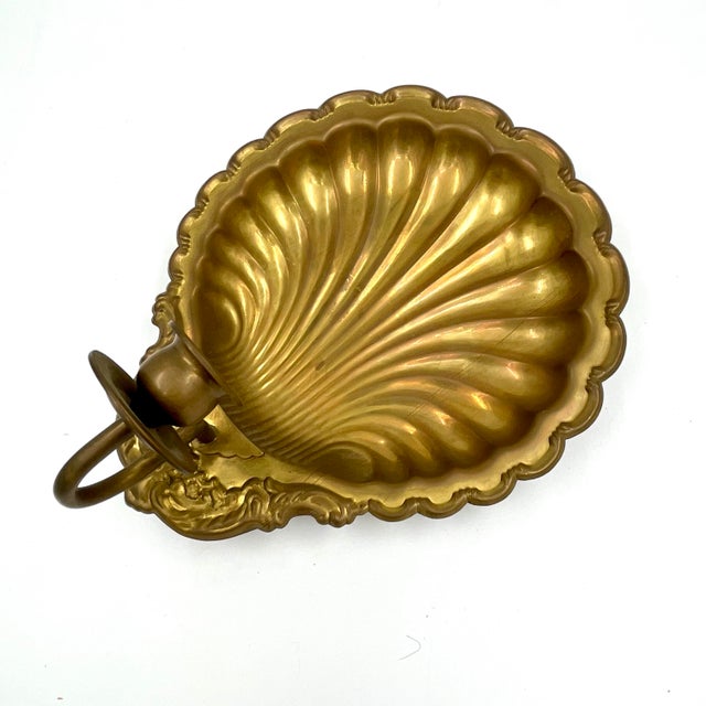 Vintage Brass Scallop Shell Candle Wall Sconce For Sale - Image 4 of 10