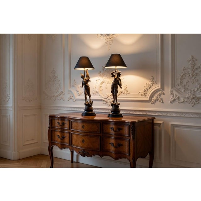20th Century Figurative Lamps, France, 1890s, Set of 2 For Sale - Image 9 of 9