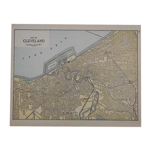 City Map Antique Lithograph - Cleveland, OH For Sale