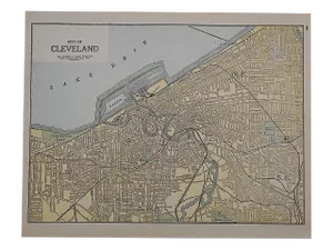 City Map Antique Lithograph - Cleveland, OH