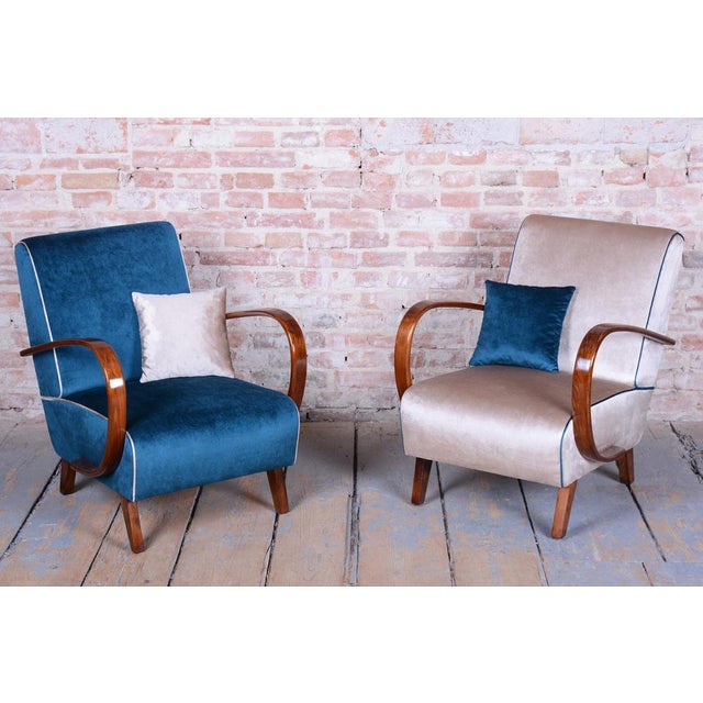 Czech Art Deco Armchairs attributed to Jindrich Halabala for Up Závody, 1940s, Set of 2 For Sale - Image 4 of 17