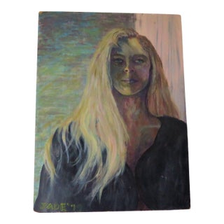 Portrait of a Young Beach Blonde Girl, Signed Jade '79 For Sale