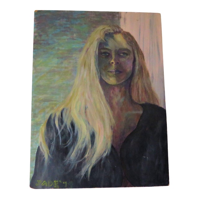 Portrait of a Young Beach Blonde Girl, Signed Jade '79 For Sale