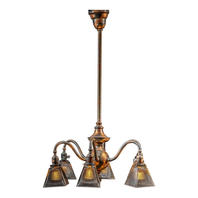 Early 20th Century Japanned Copper Craftsman Lamp For Sale