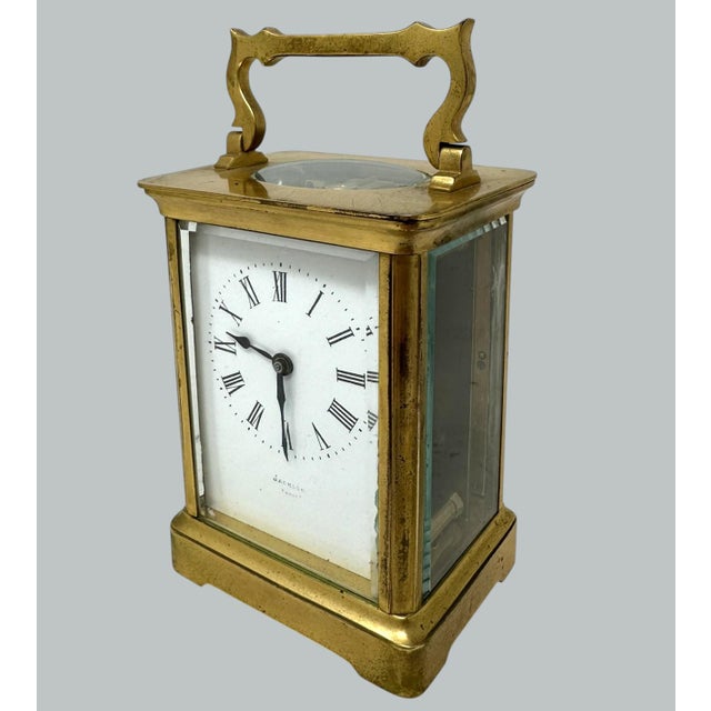 French Antique French Ormolu Gilt Bronze Brass Miniature Mantle Clock Jackson Paris 19c For Sale - Image 3 of 12