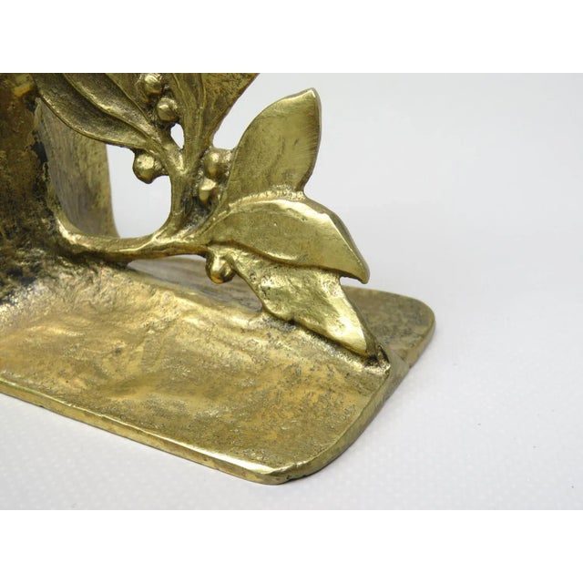 Brutalist Style Bronze Bookends with Floral Elements, 1970s, Set of 2 For Sale - Image 18 of 18