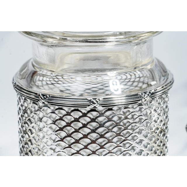 Impressive 3 Piece Antique Crystal Sterling Silver Bottle Jar Vanity Dresser Set For Sale In New York - Image 6 of 17