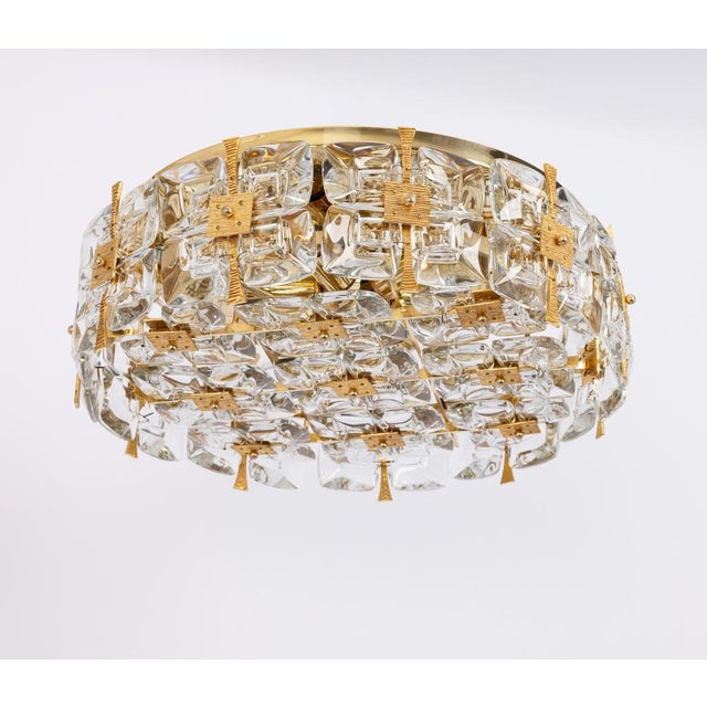 Gilt Brass and Crystal Flush Mount from Palwa, Germany, 1970s For Sale - Image 9 of 10