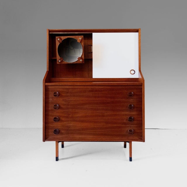 Mid Century Modern Italian Wood Cabinet, George Coslin for 3V Arredamenti Padova An exceptional Mid-Century Modern vanity...
