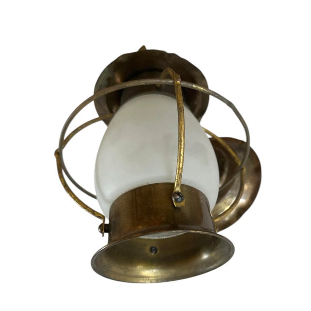 Mid-Century Modern Mid 20th Century Brass Hanging Outdoor Lantern Wall Sconces, A Pair For Sale - Image 3 of 5