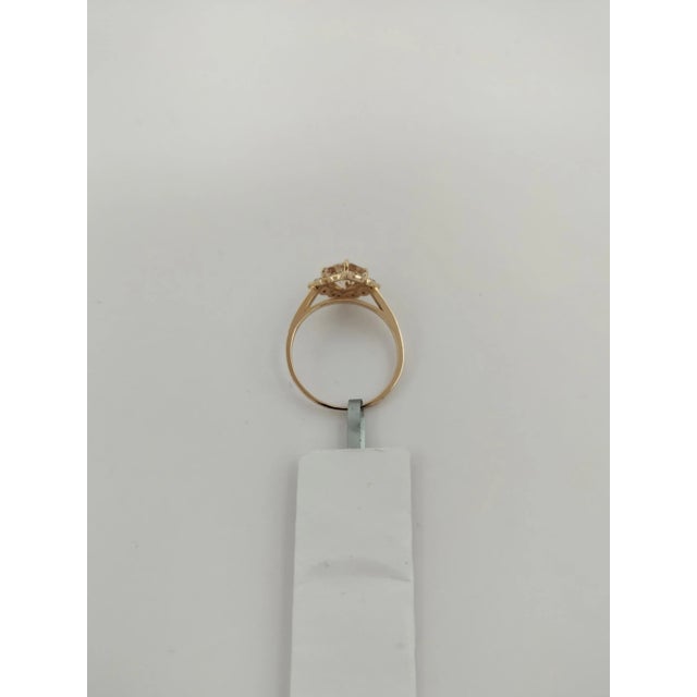 Pink Mid 20th Century Morganite Square Cushion & Round Diamond Ring in 14k Rose Gold Size 7 For Sale - Image 8 of 8