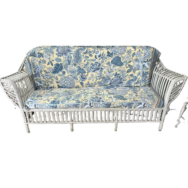 Vintage Wicker Three Seat Couch Sofa 1940s For Sale - Image 4 of 14