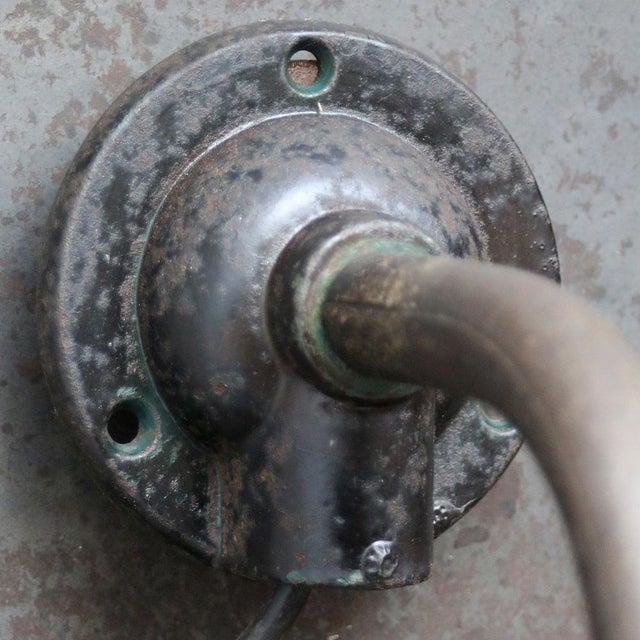 Vintage Industrial French Black Enamel Factory Wall Light For Sale - Image 10 of 11