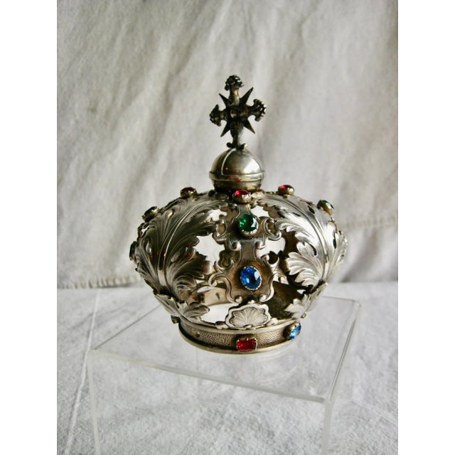 French Silver Statue Crown of Jesus Statue 19 Century For Sale - Image 3 of 10