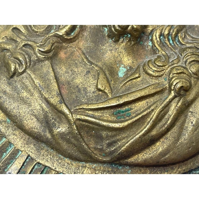 French Convent Late 19th Century Brass Haloed Christ Blessing Sunburst Plaque For Sale - Image 4 of 12