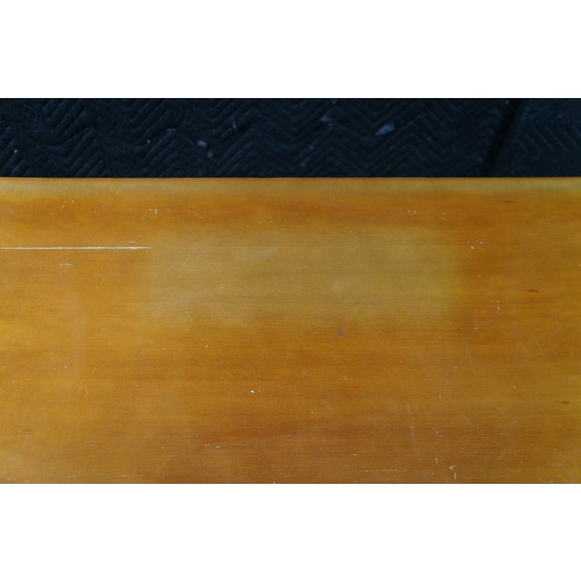 Wood 1960s American of Martinsville Art Deco Lowboy Burled Triple Dresser & Mirror MCM For Sale - Image 7 of 16