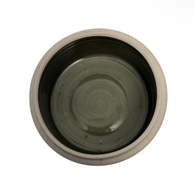 Celadon Vintage Art Pottery Celadon Green Lidded Box Bird Motif Signed Rare. For Sale - Image 8 of 11