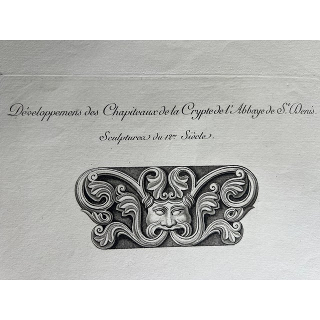 Mid 19th Century Etching Reproduction of French Crypt Architecture by Artist Nicolas Xavier Willemin For Sale - Image 4 of 5