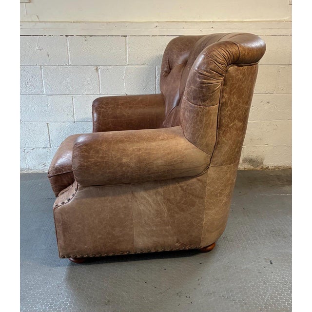 Vintage Leather Library Lounge Chair For Sale In New York - Image 6 of 9