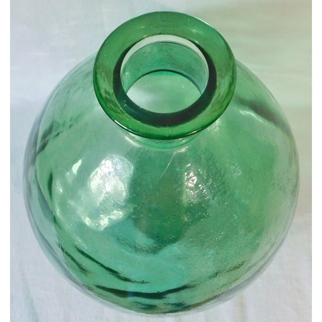 Very Large Heavy Vintage 28" Green Rounded Triangular Shaped Glass Bottle Floor Vase Chairish