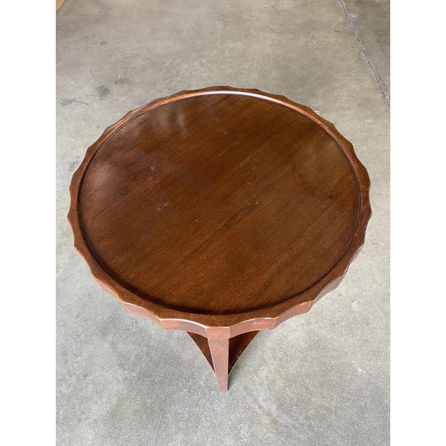 Wood Art Deco Round Smoking Side Two-Tier Table With Bottle Cap Top For Sale - Image 7 of 8