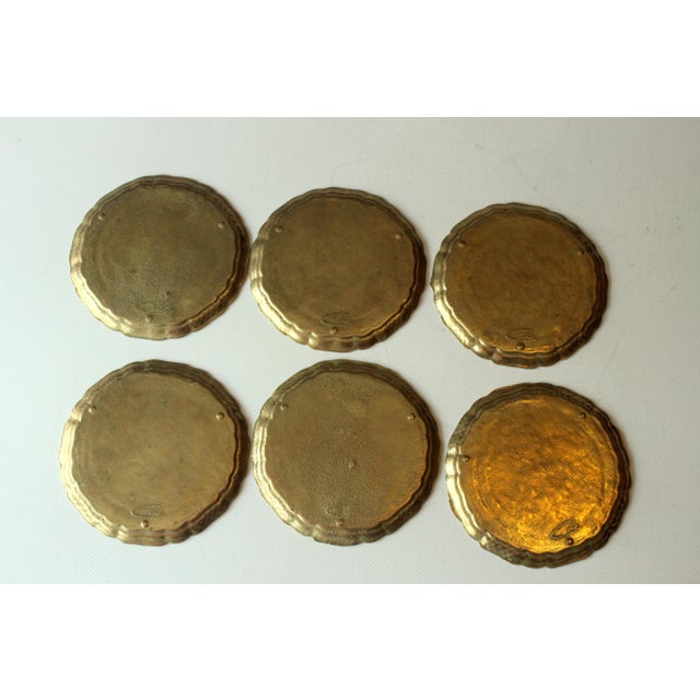 Gold 6 Design Solid Brass Coasters by Collini/Austria as a Set - Vintage From the 60s For Sale - Image 8 of 9
