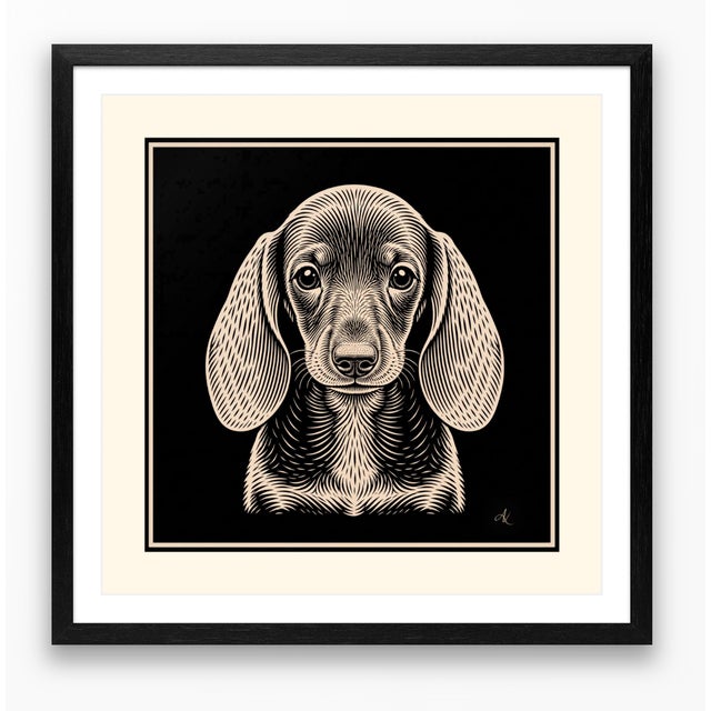 Atelier Aria Lumae the Sovereign Pet Collection Dachshund Silhouette Geometric Lithograph Fine Art Gallery Board Print Square Panel 16 X 16 For Sale - Image 17 of 18