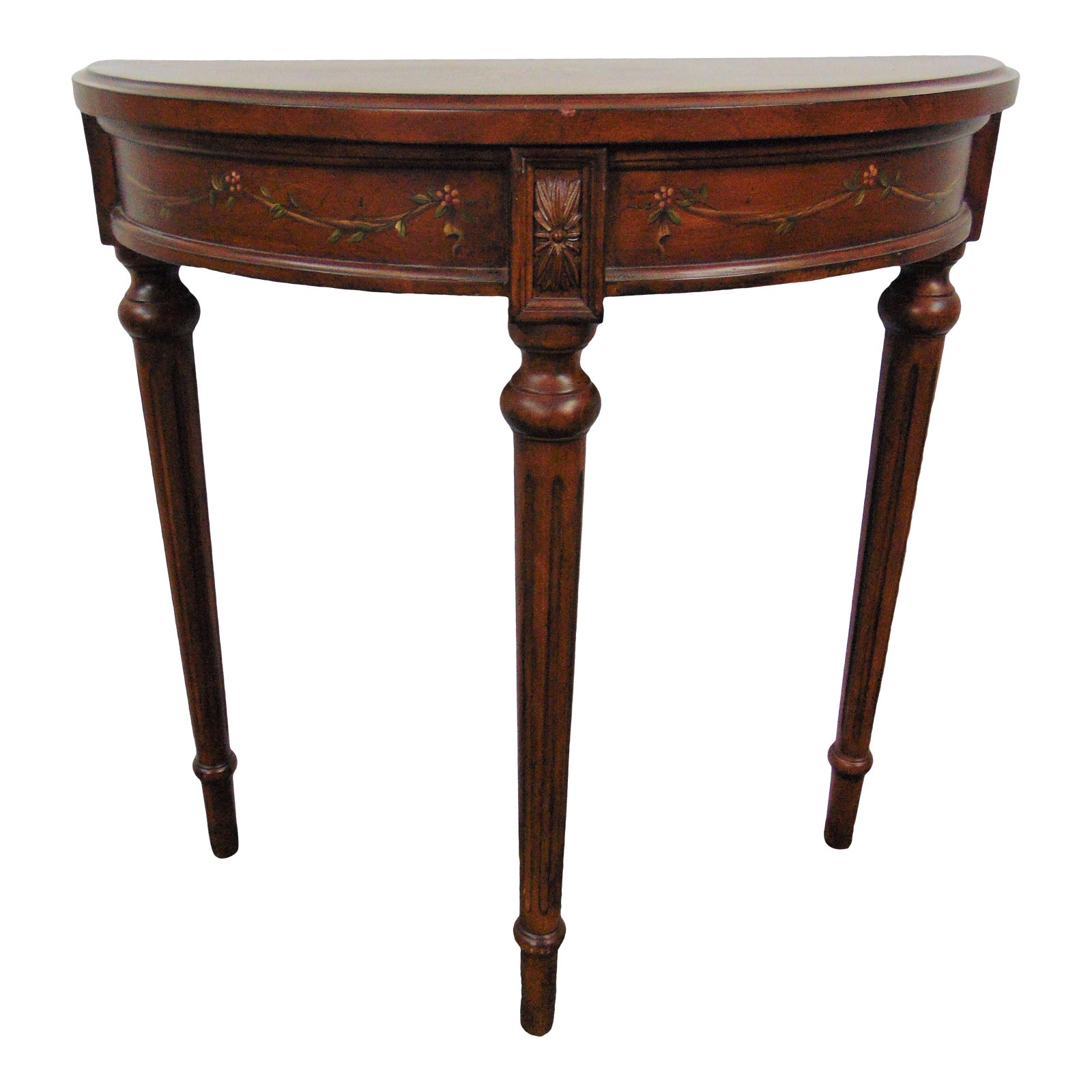 Ethan Allen Paint Decorated Demilune Console Table Chairish