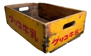 Vintage Wooden Crate Glico Milk, Japan, 1960s