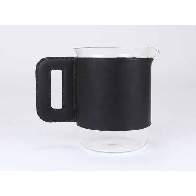 Carl Auböck Black Leather Pitcher & Glasses by Carl Auböck, Austria, 1950s, Set of 5 For Sale - Image 4 of 13