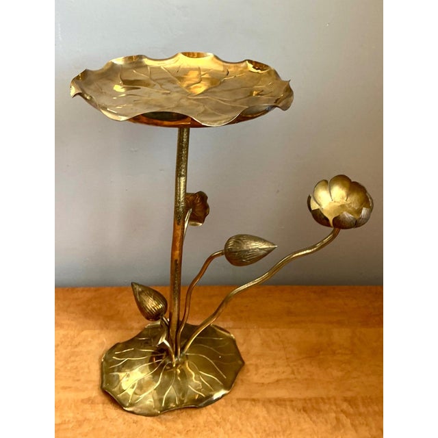 Carole Stupell Vintage Carole Stupell Brass Lotus Leaf Accent Table For Sale - Image 4 of 14