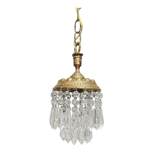 Vintage Brass Upside Down Layered Cake Chandelier For Sale
