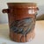 Great studio pottery stoneware wine cooler featuring an etched blue Herron bird. Signed on the bottom.