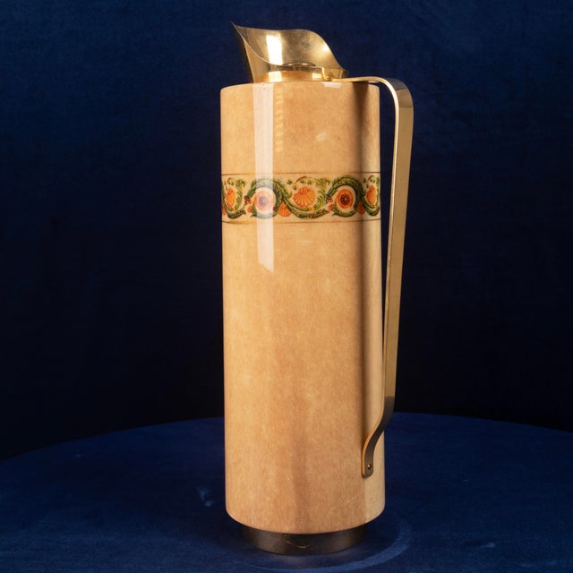 Goatskin Parchment Mod. 1157D Thermos with Decorative Frieze from Aldo Tura, 1970s For Sale - Image 9 of 18
