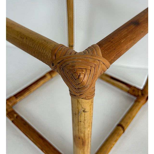 1970s 1970s Pair of Mid-Century Rattan Side Tables, Glass Top, Coastal For Sale - Image 5 of 6