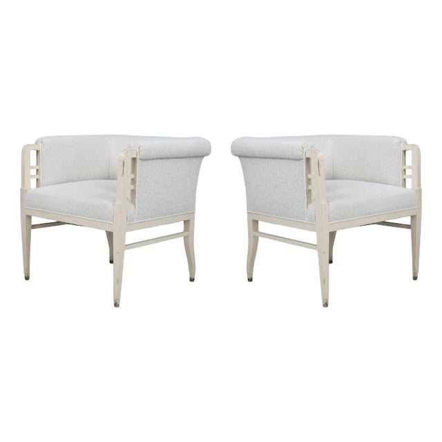 Large Art Nouveau Armchairs in Bouclé Upholstery, Austria, 1910, Set of 2 For Sale