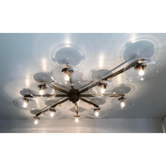 21st Century Dieci Bronze Clear Murano Flush Mount by Fabio LTD For Sale - Image 10 of 11