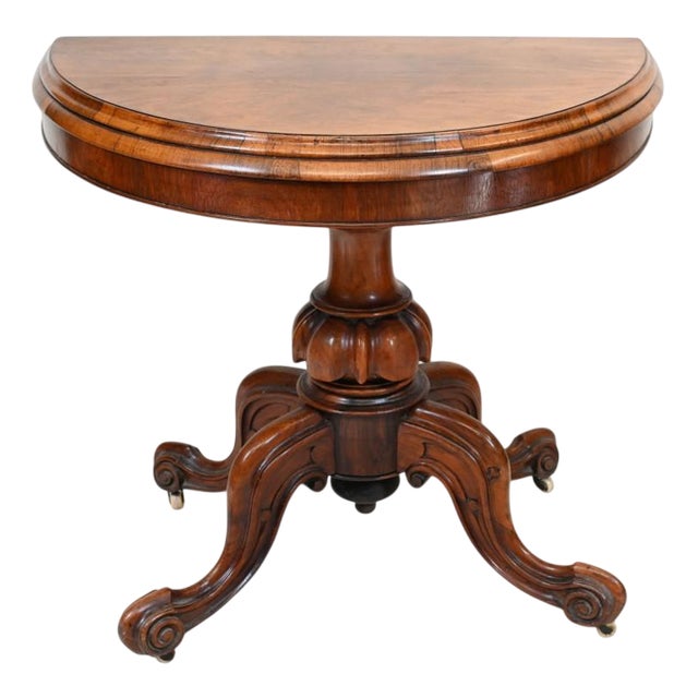 Victorian Walnut Card Table, 1860 For Sale