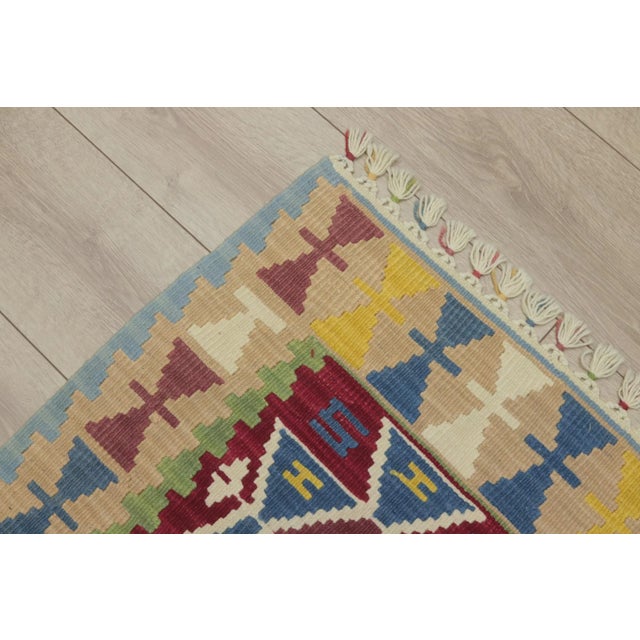 Textile 1970s Turkish Southwestern Style Hand Knotted Natural Wool Oushak Kilim Rug For Sale - Image 7 of 11