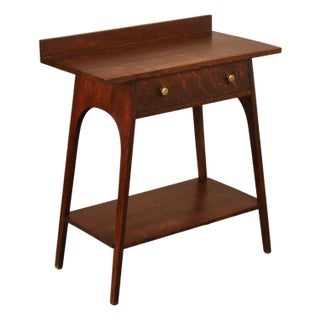 Antique Arts And Crafts Style Solid Oak Console Table With Drawer For Sale