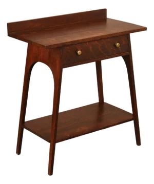Antique Arts And Crafts Style Solid Oak Console Table With Drawer
