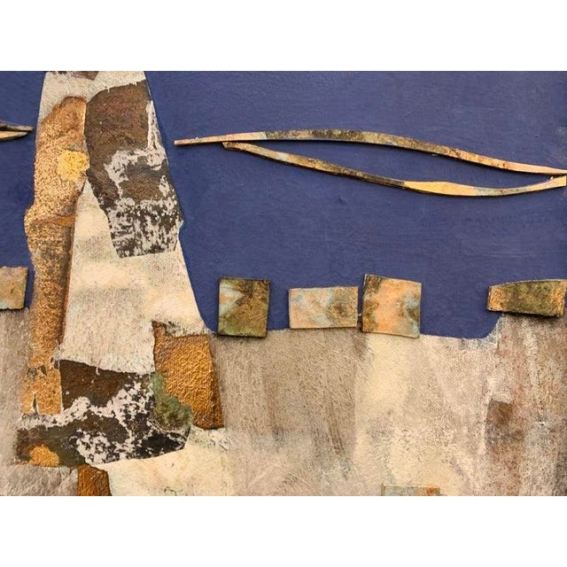 Contemporary Andrea Stella "The Hiker" Wide Gold Leaf Oil Mixed Media Painting, Figurative Landscape, Italian Contemporary Art, 2010 For Sale - Image 3 of 9