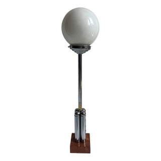 Art Deco Marble and Chrome Table Lamp For Sale