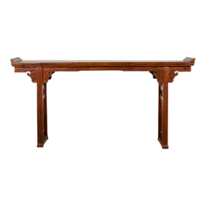 Chinese Late Qing Dynasty Altar Console Table with Lateral Pierced Tree Motifs