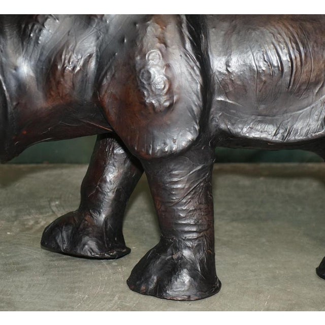 Large Antique Leather Rhino Ottoman by Dimitri Omersa for Libertys of London, 1925 For Sale - Image 13 of 18