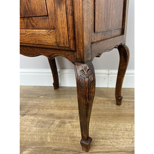 Vintage French Louis Style Oak Bedside Table For Sale - Image 6 of 10