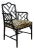 Vintage Chippendale Style Black Faux Bamboo Arm Chair W/ Leopard Print Velvet Upholstery For Sale
